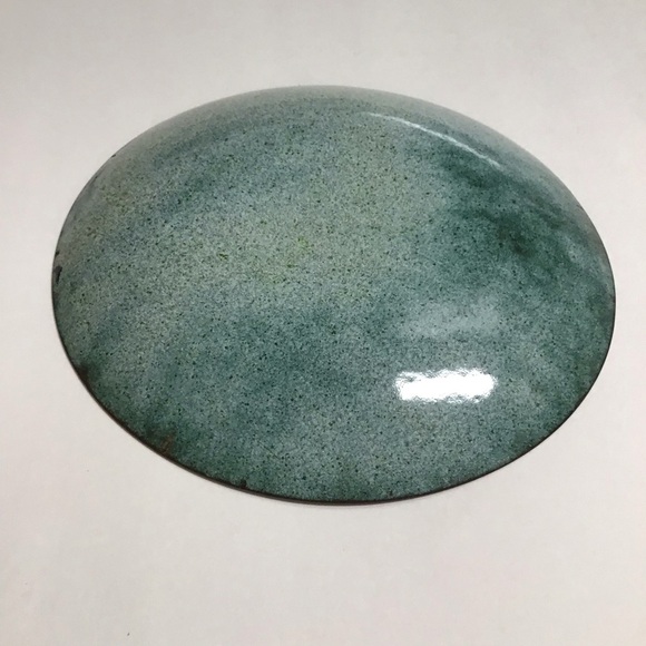 Enamel on Copper Plate Man Showgirl 1900’s Couple SIGNED 5” Mid Century Dish - Picture 8 of 10